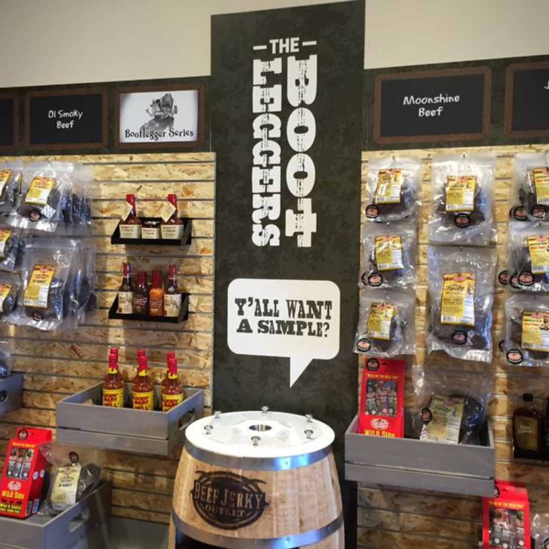 Beef Jerky Outlet merchandise display executed by KDM.