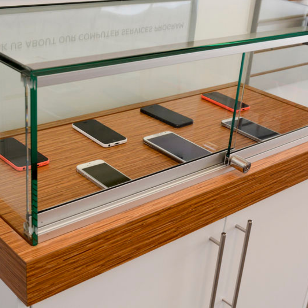 Cell Phone Repair merchandise display executed by KDM.