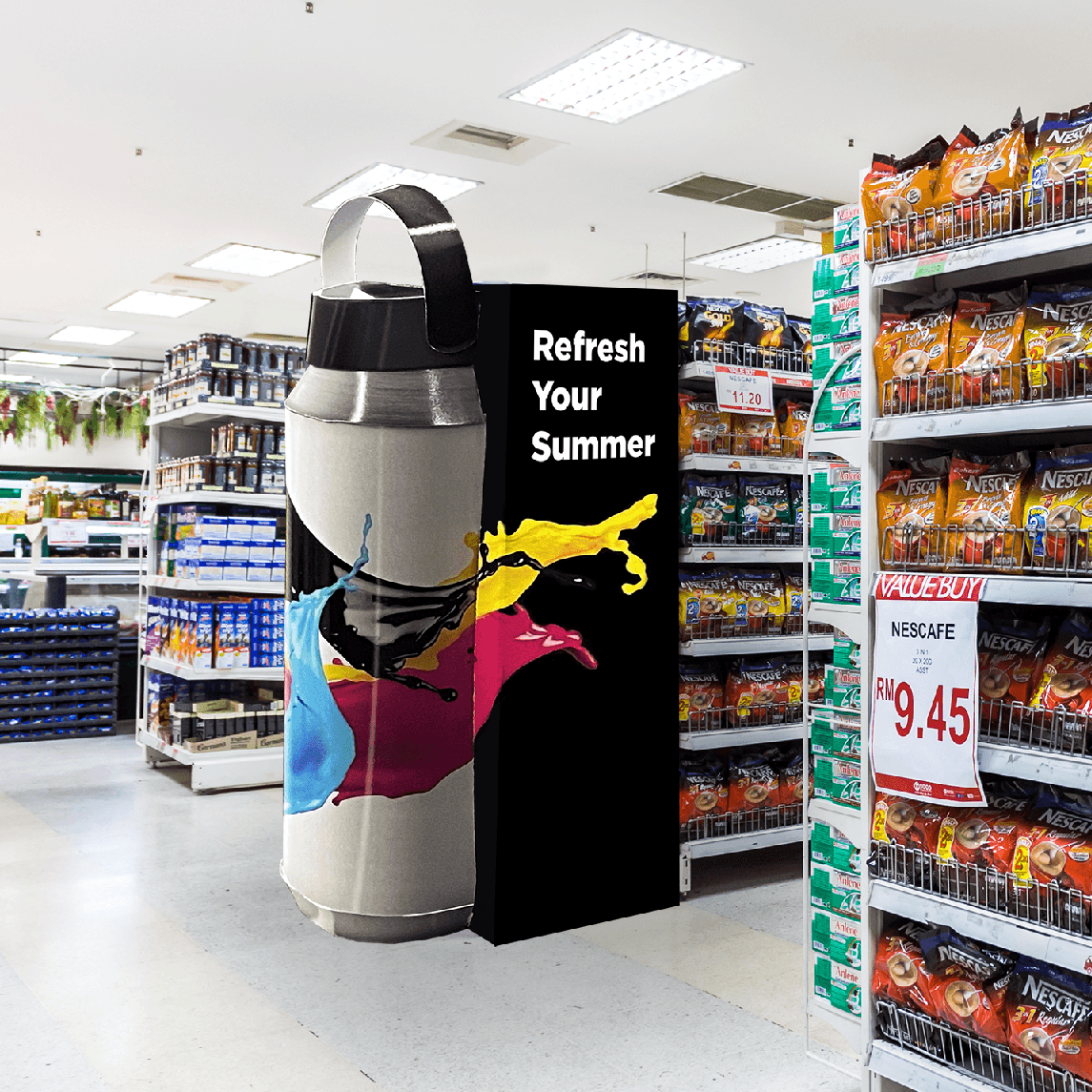Tall 3D Display in Grocery_Square signs in a store aisle way for halloween