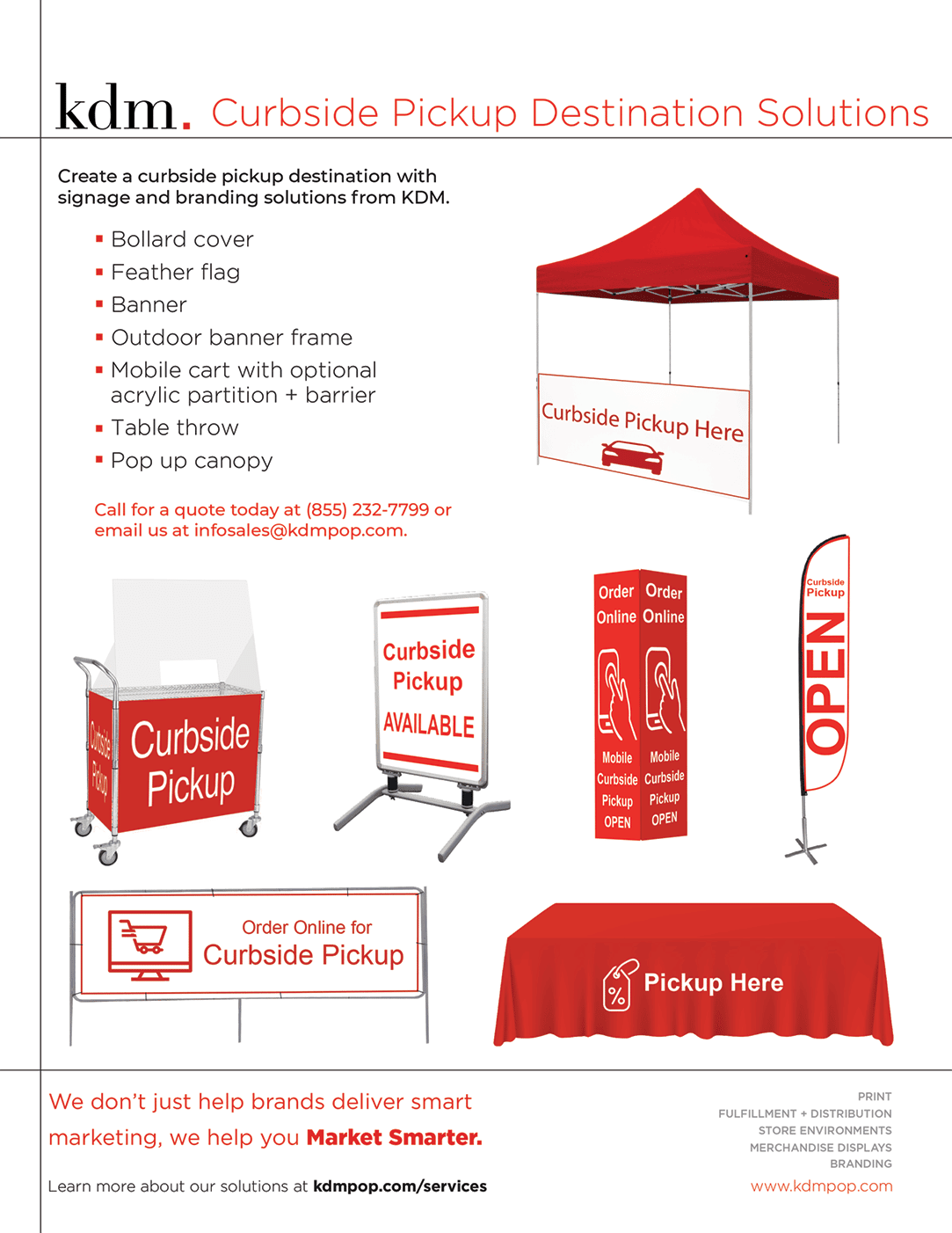 Curbside Pickup Destination Solutions Banner Father Flag POP UP Canopy Bollard Covers