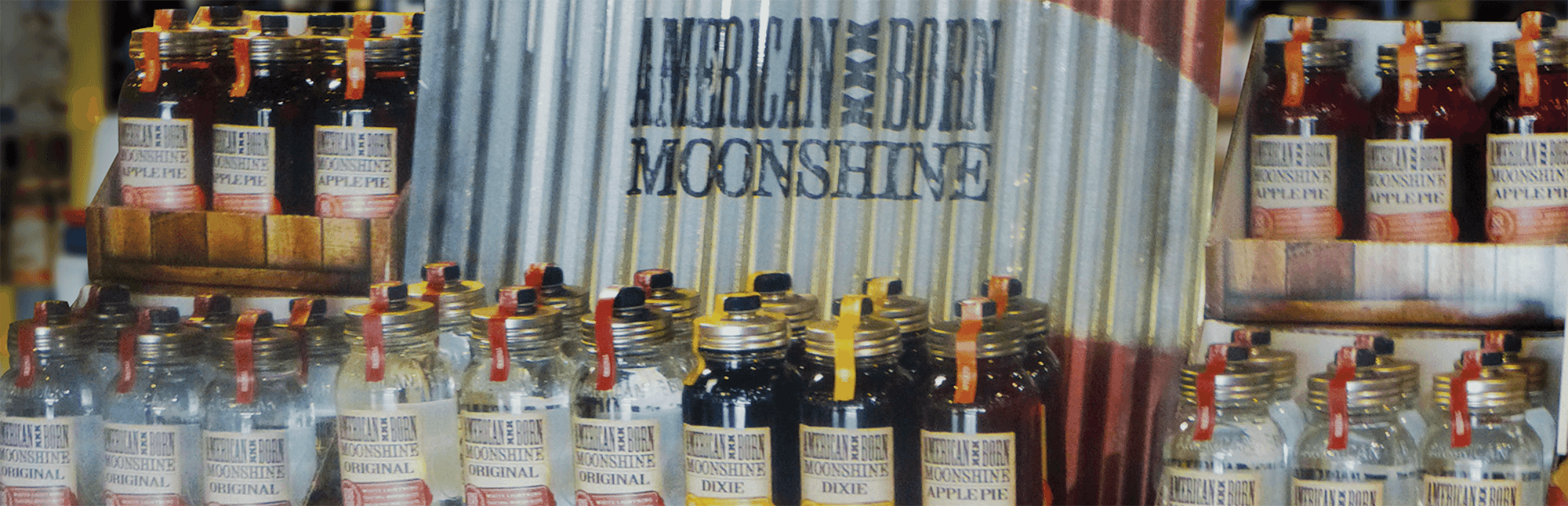 american born moonshine floor display