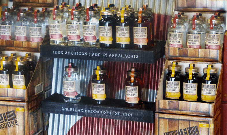 bottom of american moonshine display
