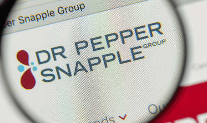 dr pepper snapple logo through magnifying glass