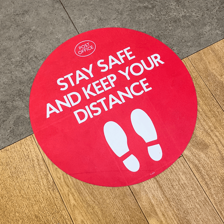 Red Floor Graphics Social Distancing Solutions Stay Safe and Keep your distance feet retail grocery