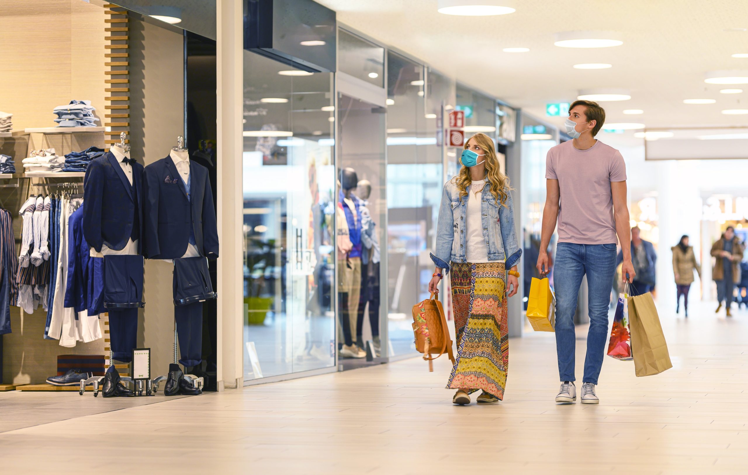 people shopping in a mall