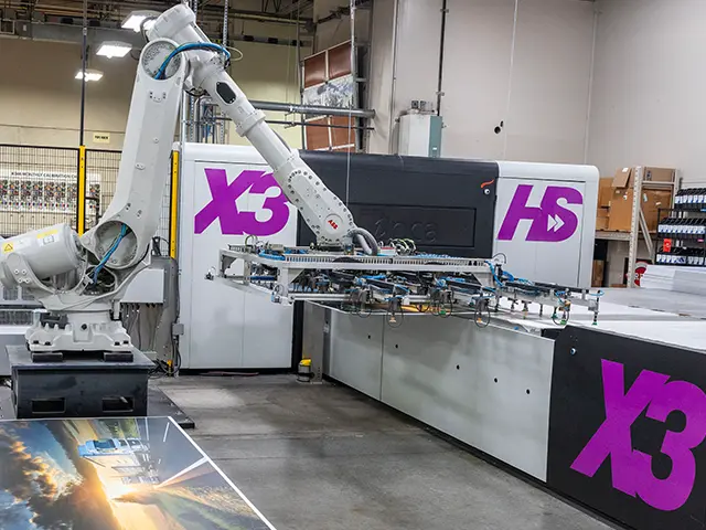 Inca Onset X3 large format digital printer, operating at KDM's Corporate plant.